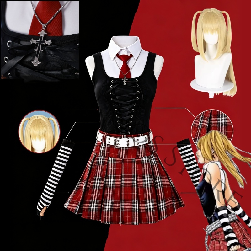 Women'S Red Accessories - ชุดคอสเพลย์อนิเมะ มิสะ อามาเนะ มิซามิซา เสื้อกั๊ก เนคไท