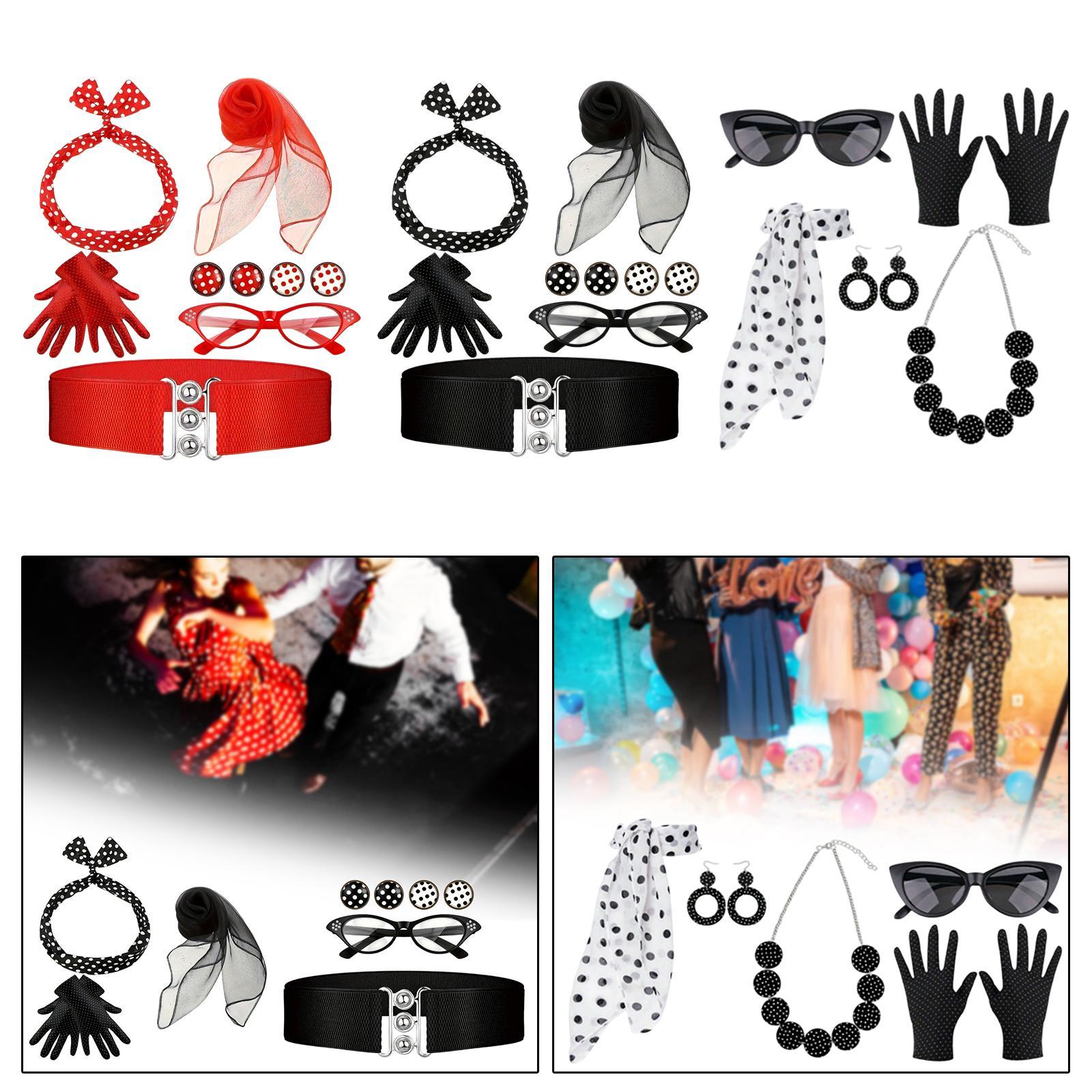 Women'S Accessories In The 1950S - ชุดอุปกรณ์เสริมสำหรับชุดแฟนซีผู้หญิงสไตล์ยุค 1950 พร้อมผ้าพันคอ ต่างหูจุด ถุงมือ และแว่นตาทรงแคทอาย