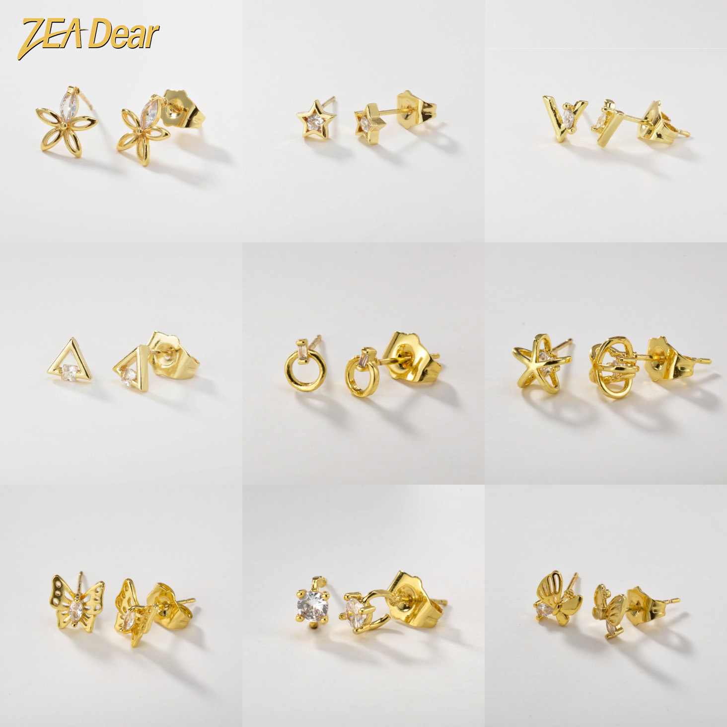 Women Accessories Dubai - Zeadear เครื่องประดับแฟชั่น Dubai zircon ต่างหูชุบทอง18K สำหรับผู้หญิงหูผีเสื้อเครื่องประดับงานหมั้น