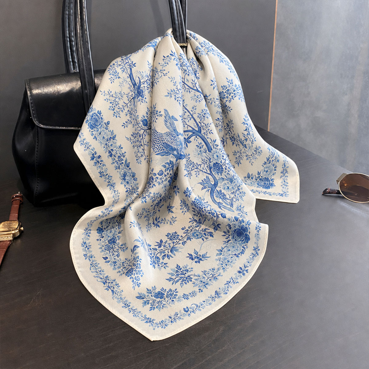 ผ้าพันคอไหมแท้ 100% สำหรับผู้ห - Silk Scarf Square บทวิจารณ์และราคา