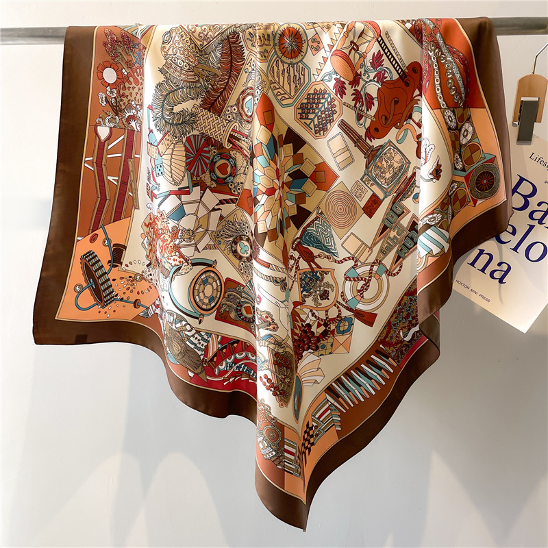 ผ้าพันคอไหมทวิลล์ลายดอกไม้สำหร - Silk Scarf Square บทวิจารณ์และราคา