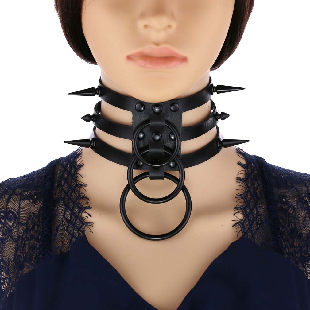สร้อยคอโชคเกอร์หนังหมุดดำแฟชั่ - Women'S Emo Accessories บทวิจารณ์และราคา