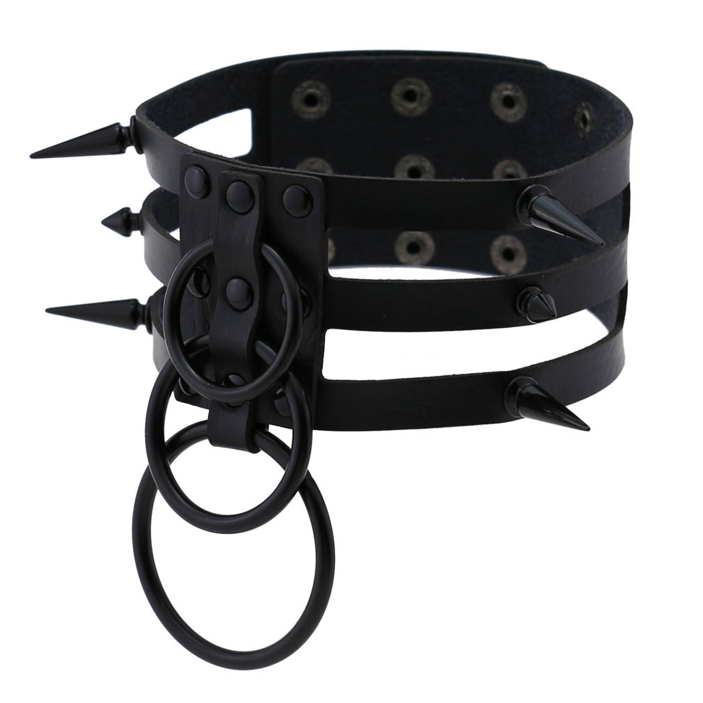 สร้อยคอโชคเกอร์หนังหมุดดำแฟชั่ - Women'S Emo Accessories บทวิจารณ์และราคา